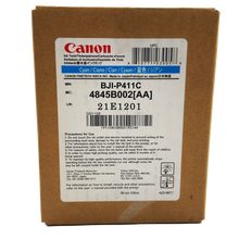 Canon ink cartridge packaging with label on a white background